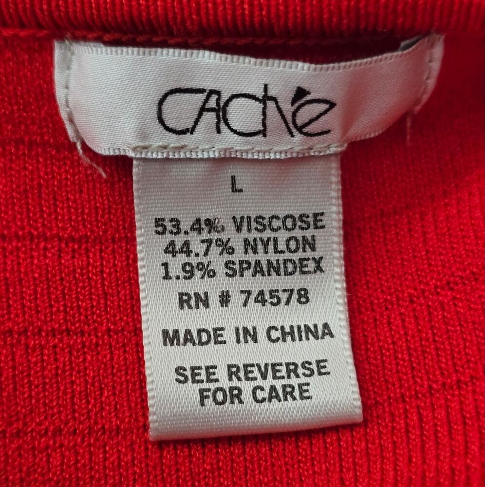 Cache Red Raised Striped Perferated Heavy Knit Fu… - image 4